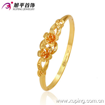 Fashion Pretty 24k Gold -Plated Flower Bangle